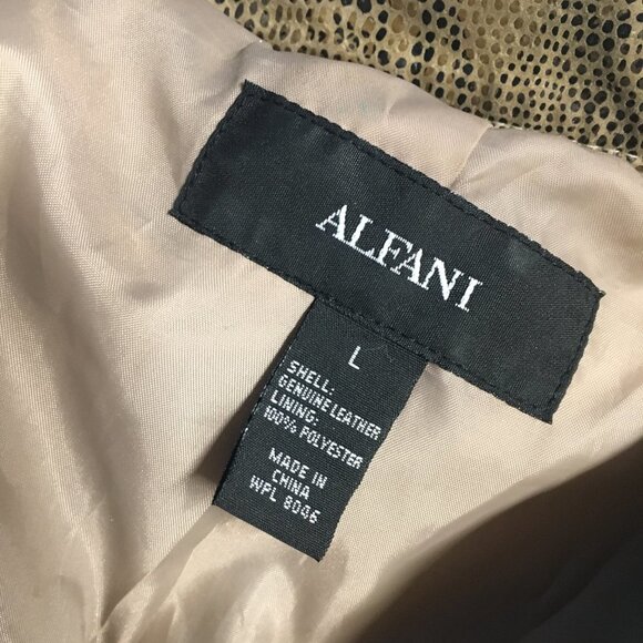 Alfani Snake Embossed Tan Leather Jacket Size L - Picture 7 of 7